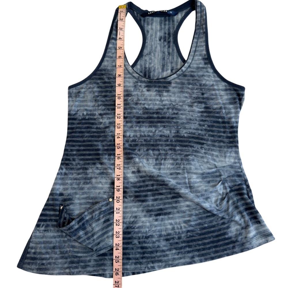 Karen Millen Blue Tie Dye Striped Racerback Tank Top Asymmetrical Hem Size 14 - Picture 6 of 9
